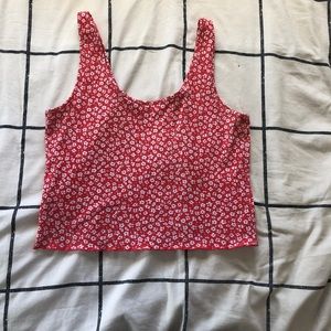 red and white flower tank